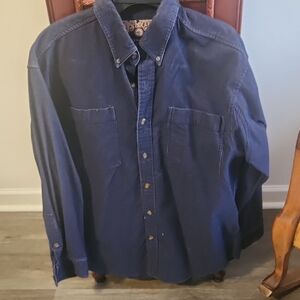 Duluth Trading Co Navy Cordory Casual Button-Down Shirt